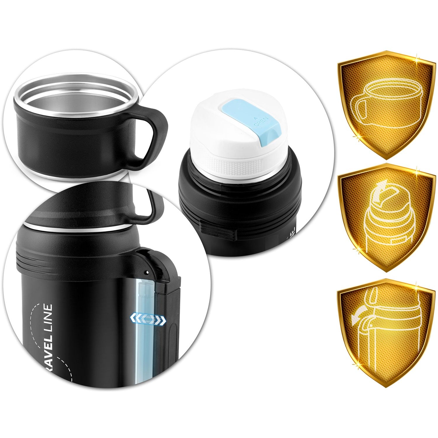 1500 ml vakuuminio termo BD-781 juoda