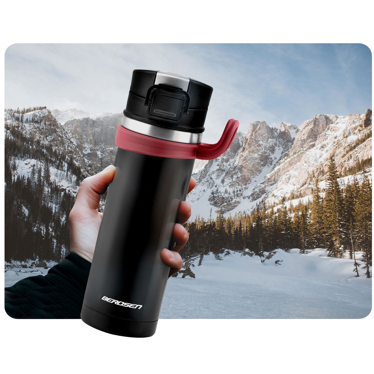 Vacuum thermos 450 ml BD-783 juoda