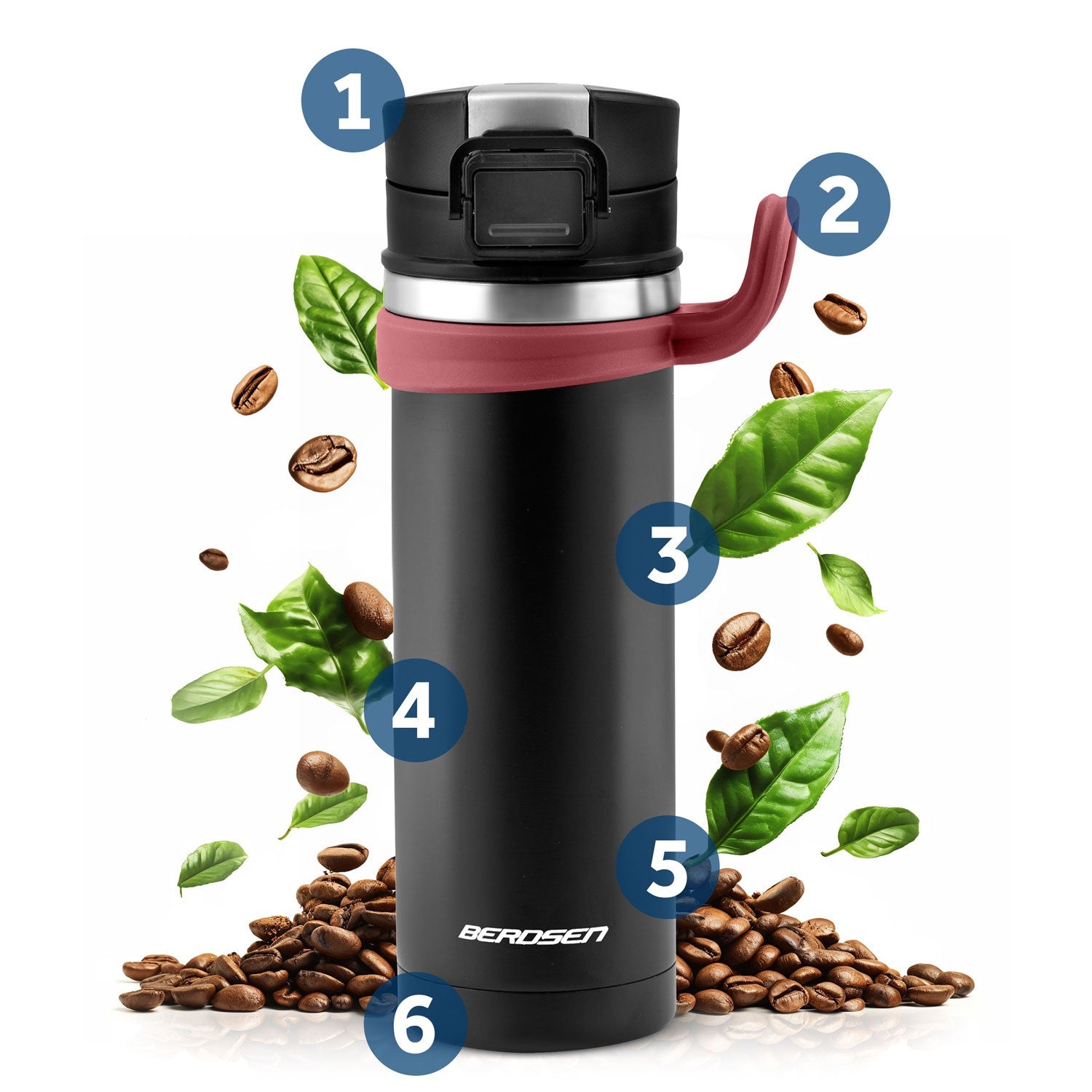 Vacuum thermos 450 ml BD-783 juoda
