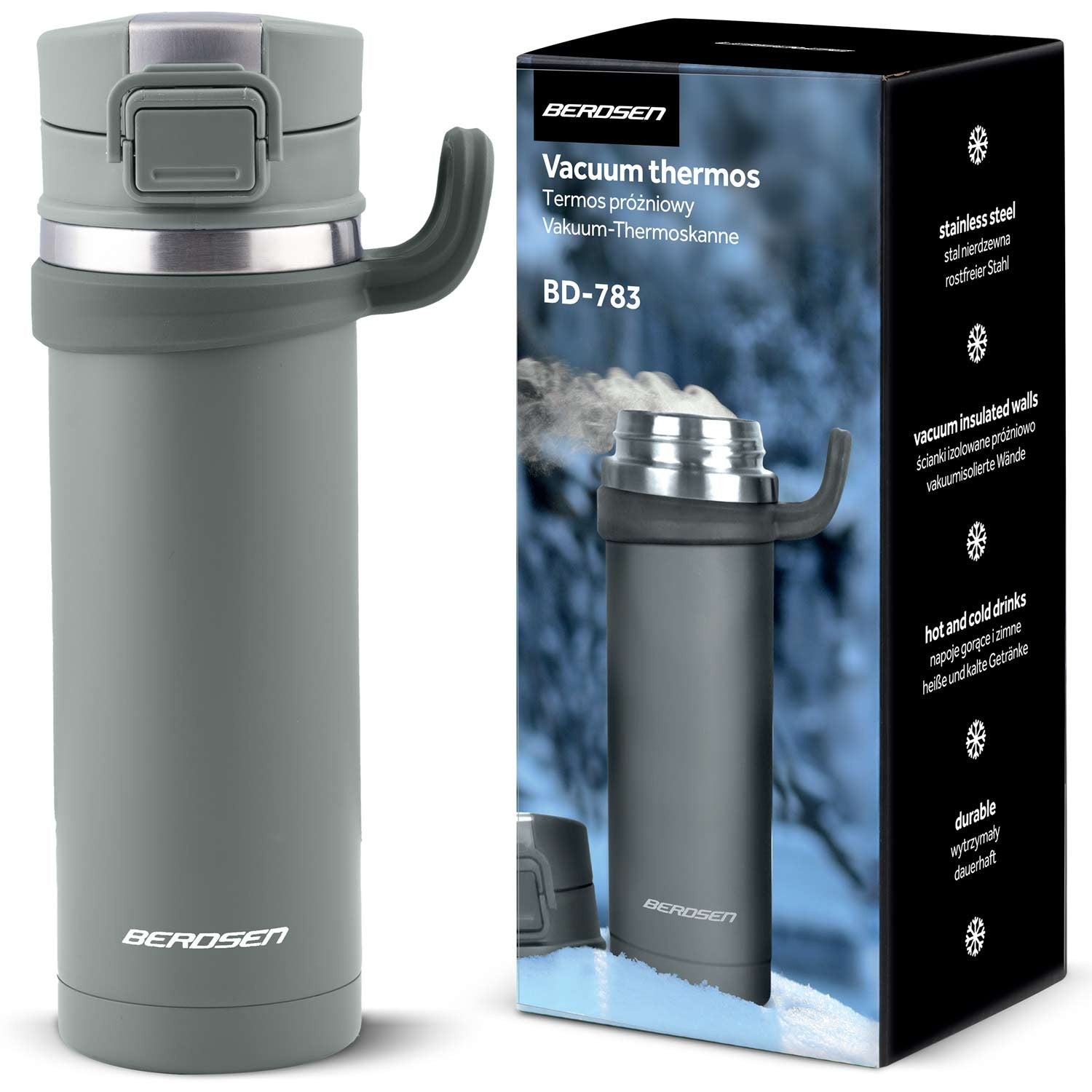 Vacuum thermos 450 ml BD-783 pilkas