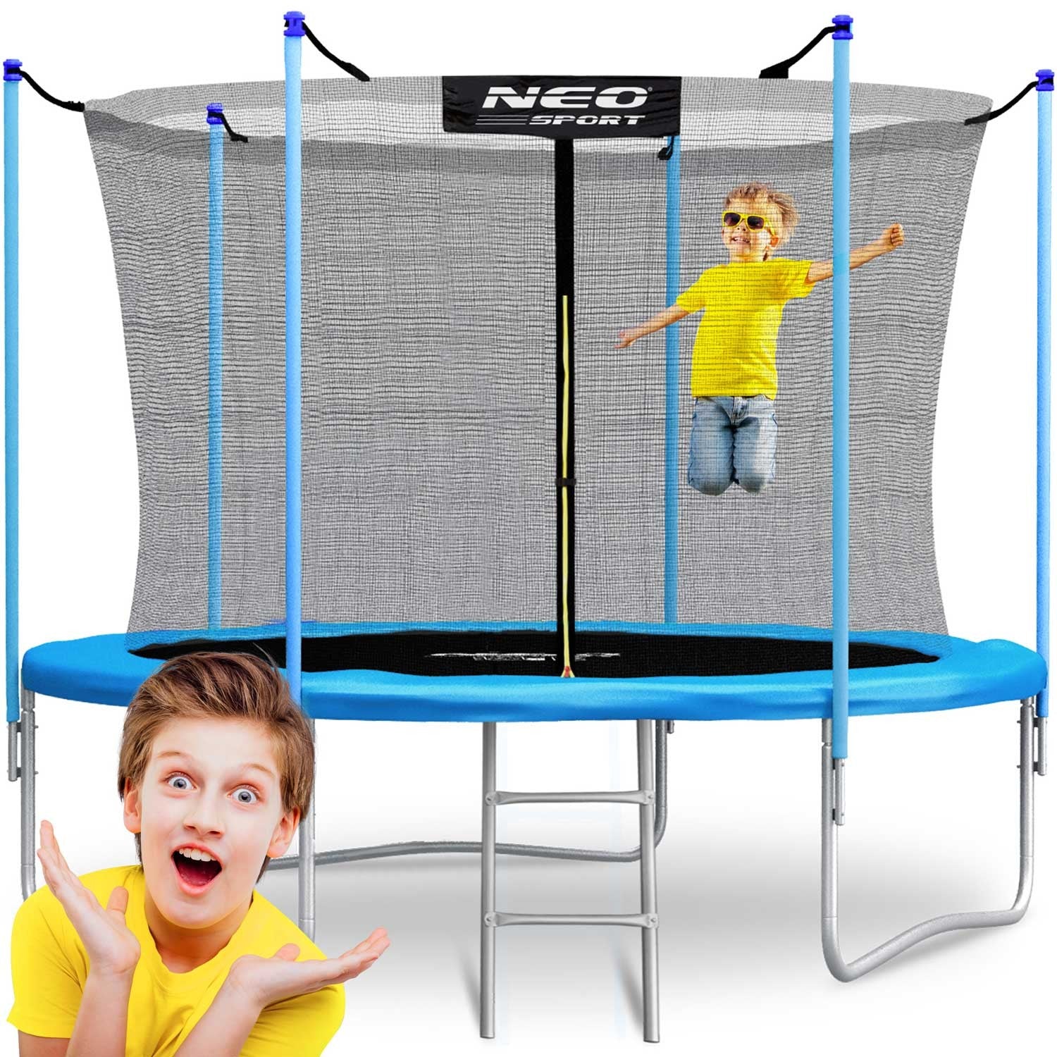 10ft/312cm sodinis batutas su vidine tinkle ir Neo-Sport laiptais