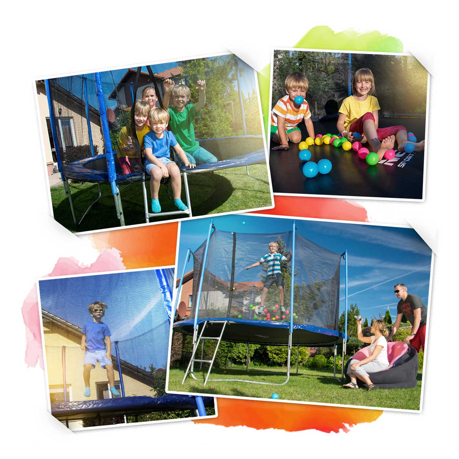 10ft/312cm sodinis batutas su vidine tinkle ir Neo-Sport laiptais