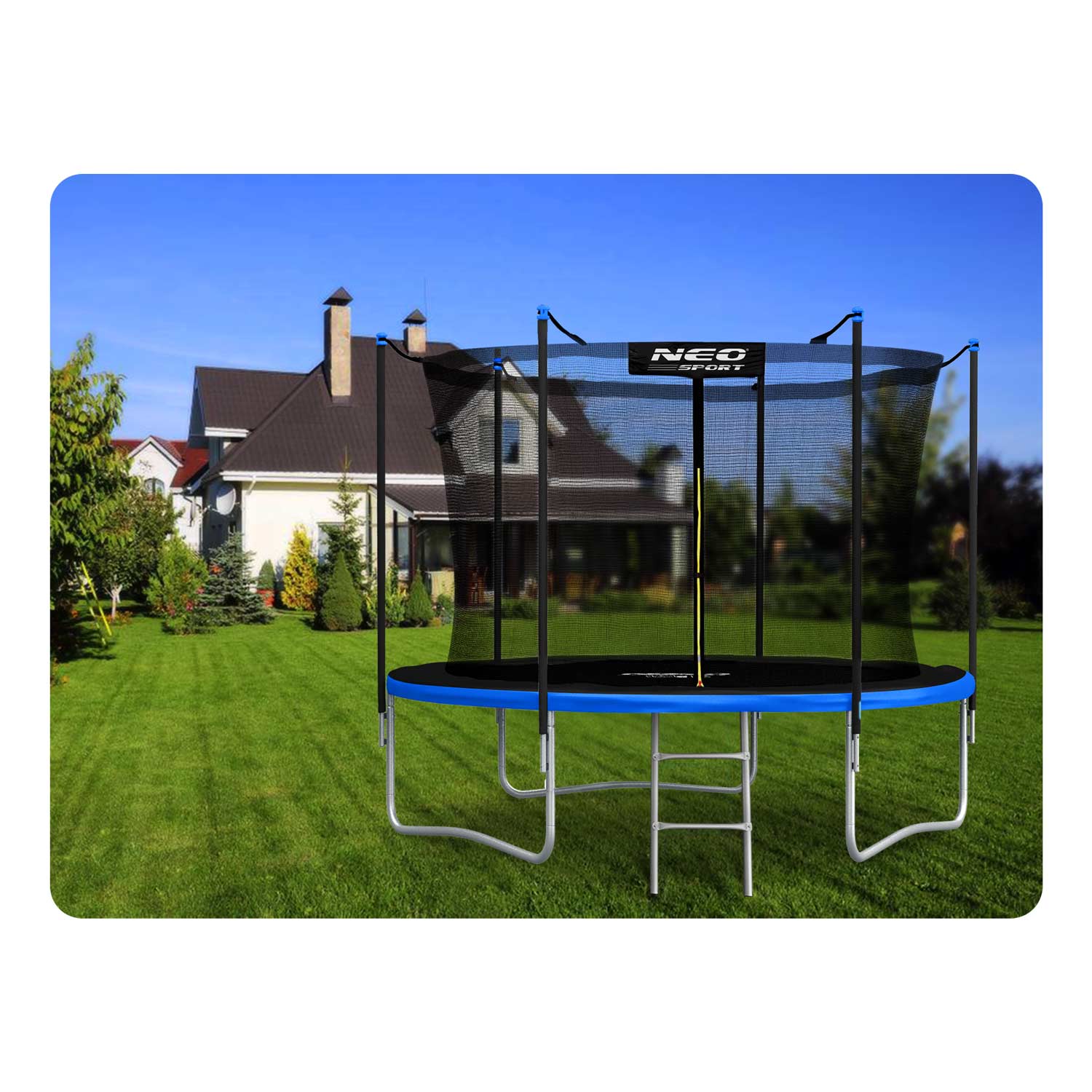 10ft/312cm sodinis batutas su vidine tinkle ir Neo-Sport laiptais