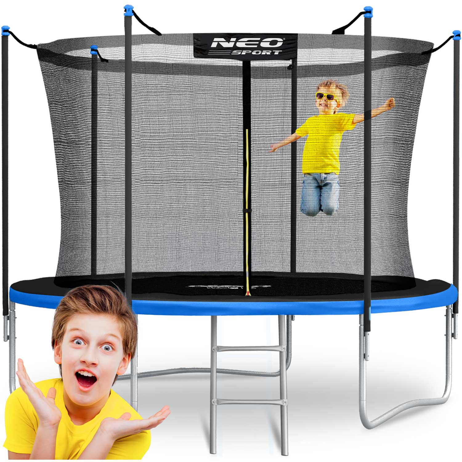 10ft/312cm sodinis batutas su vidine tinkle ir Neo-Sport laiptais