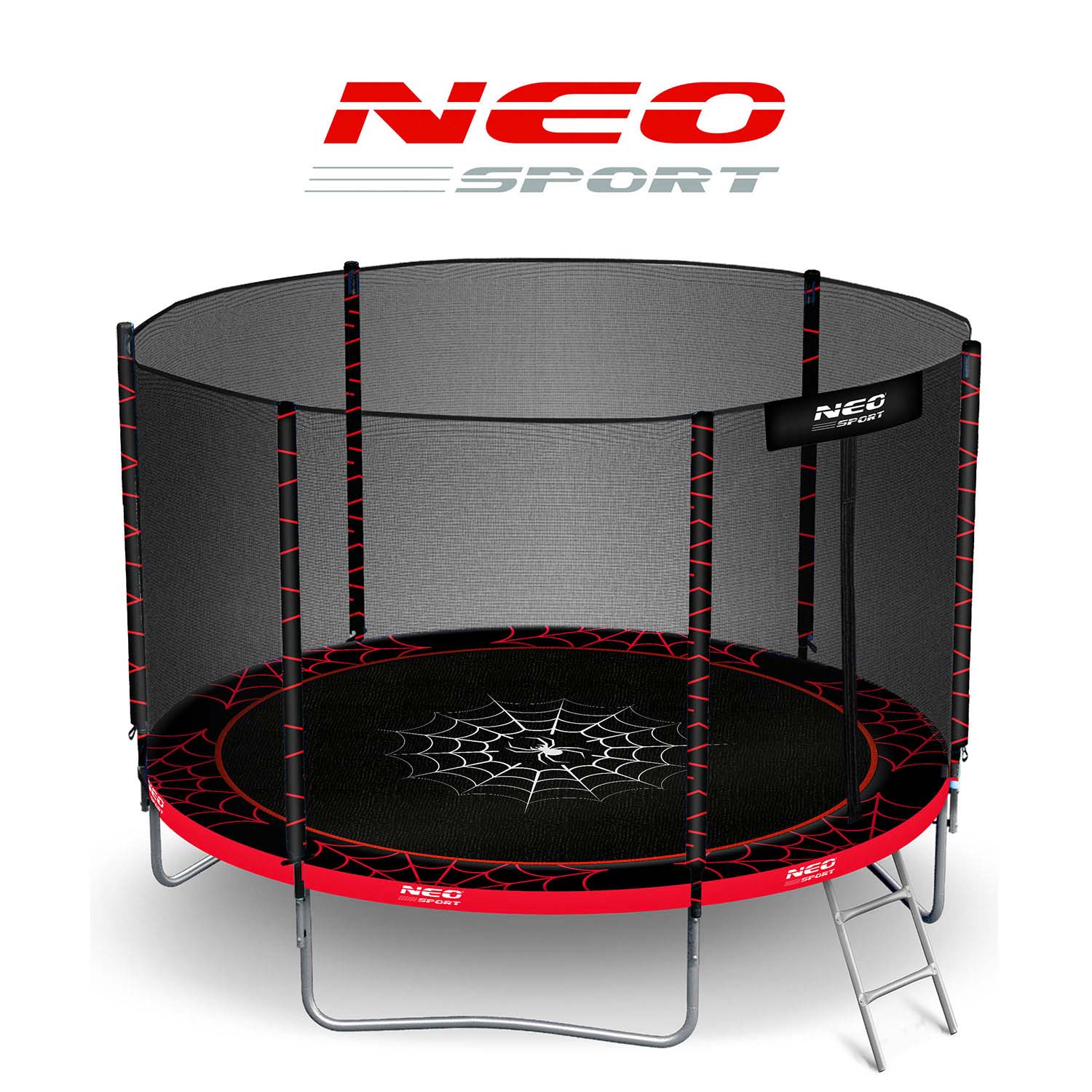 10ft/312cm sodinis batutas su išoriniu tinkleliu ir Neo-Sport laiptais