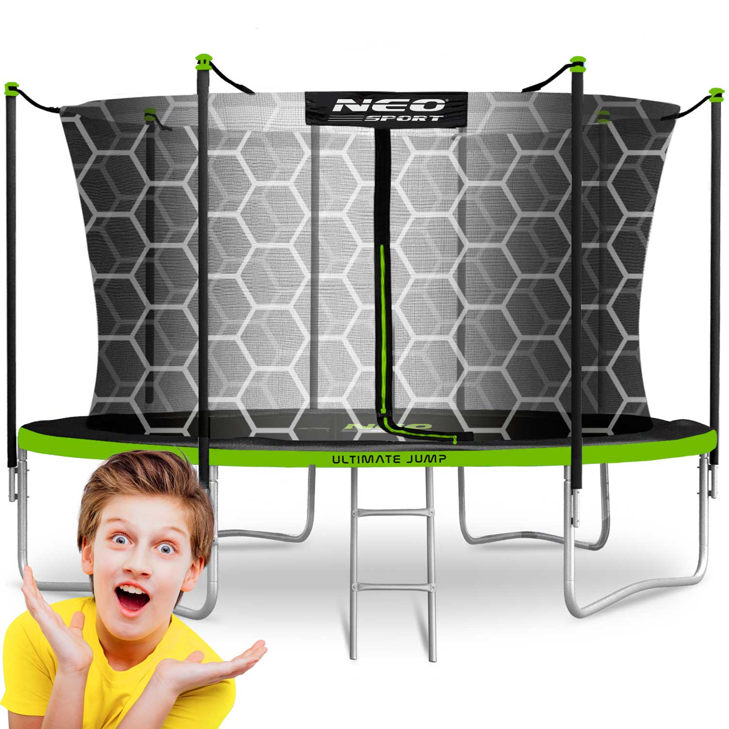 12ft/374cm sodinis batutas su vidine tinkle ir Neo-Sport laiptais