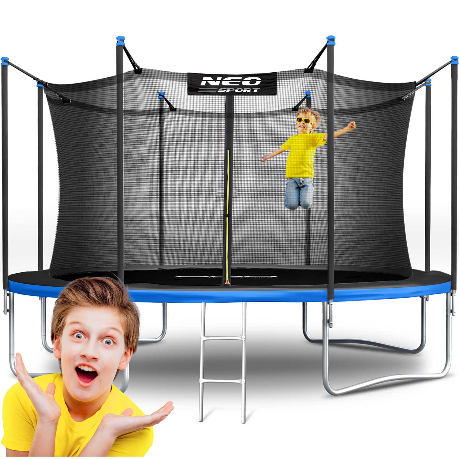 12ft/374cm sodinis batutas su vidine tinkle ir Neo-Sport laiptais