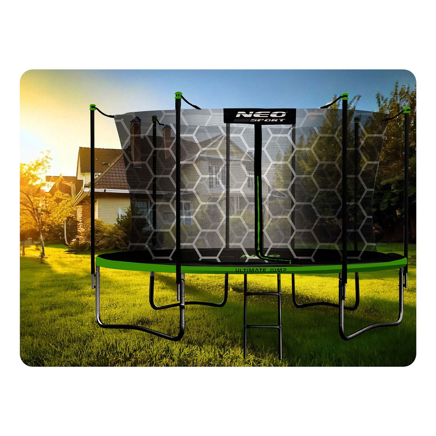 14ft/435cm sodo batutas su vidiniu tinkleliu ir Neo-Sport laiptais