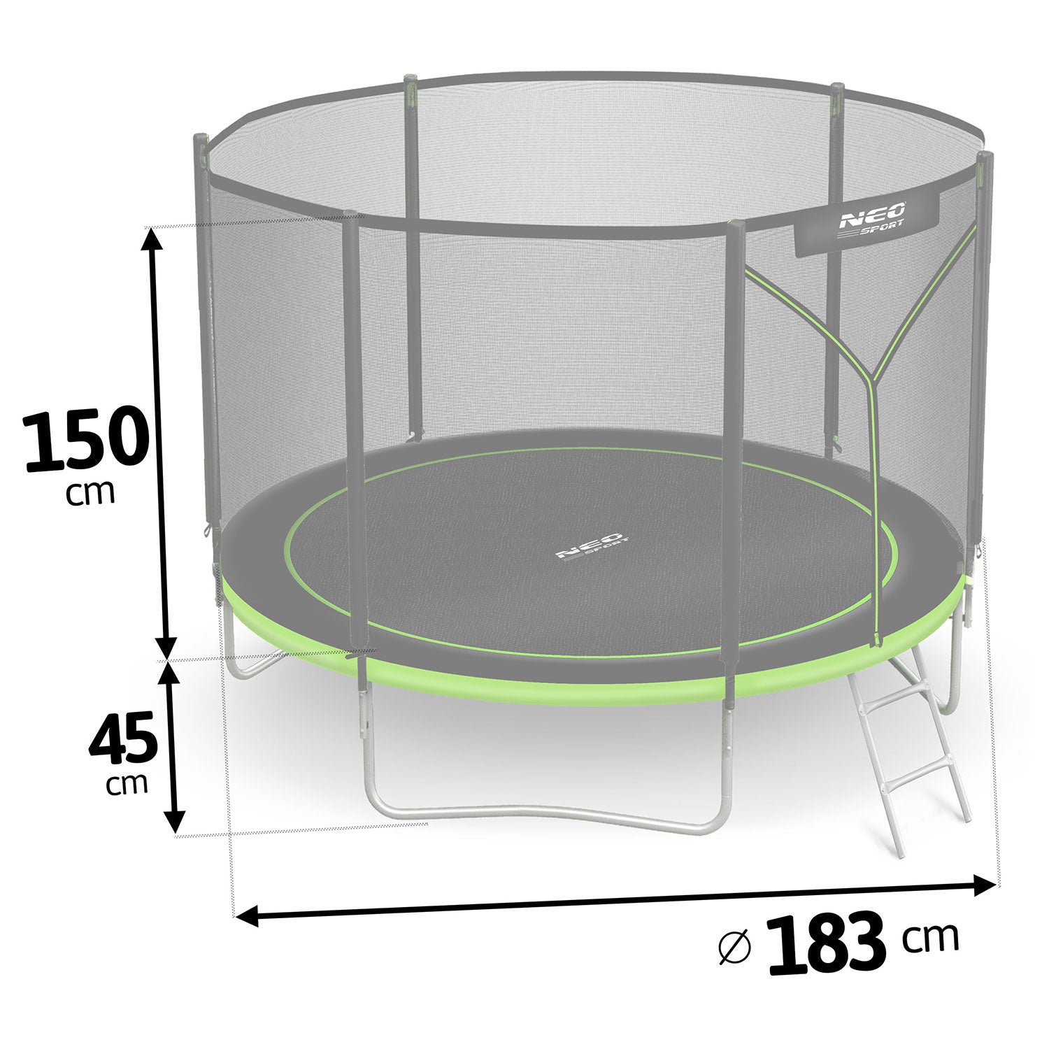 6ft/183cm sodinis batutas su išorine tinklele ir Neo-Sport laiptais