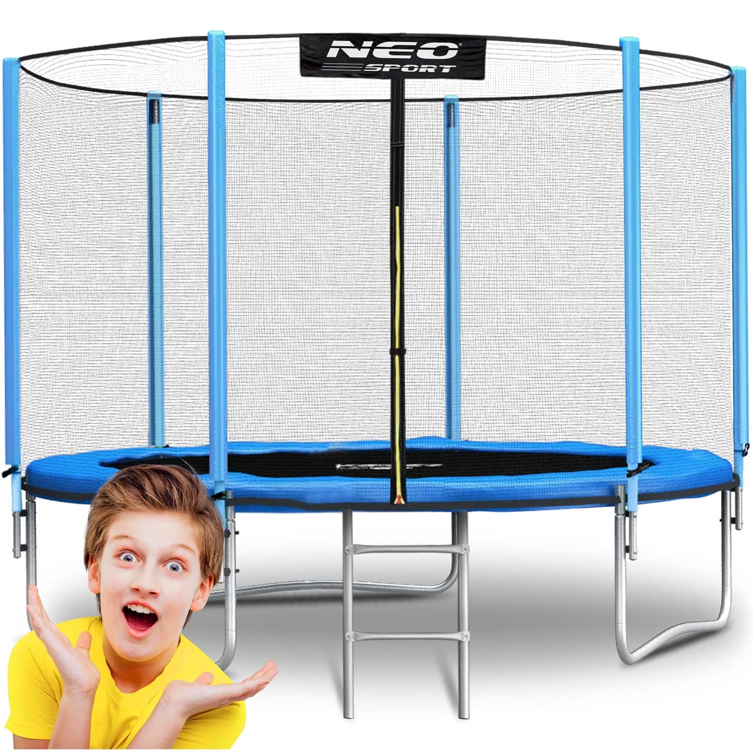 8ft/252cm sodo batutas su išorine tinkle ir Neo-Sport laiptais