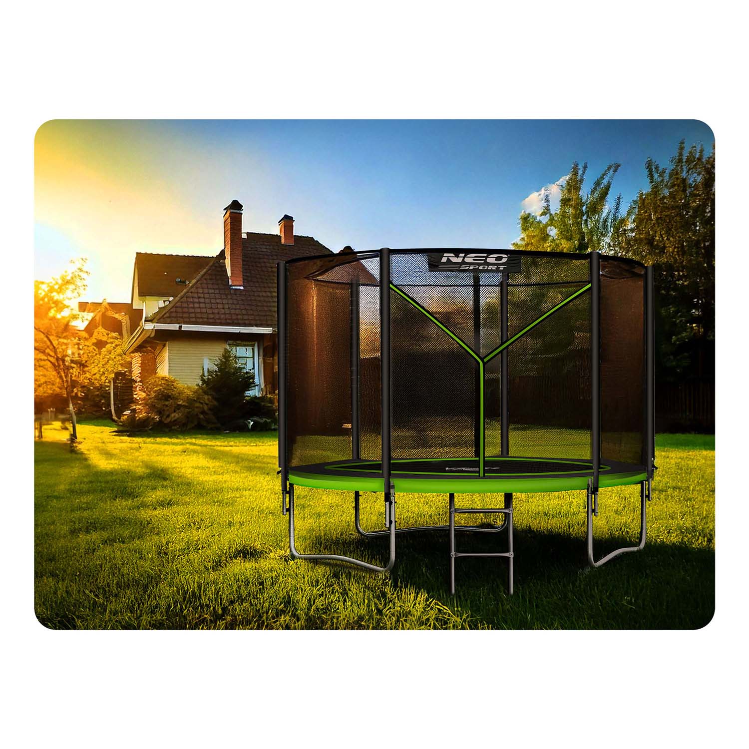 8ft/252cm sodo batutas su išorine tinkle ir Neo-Sport laiptais