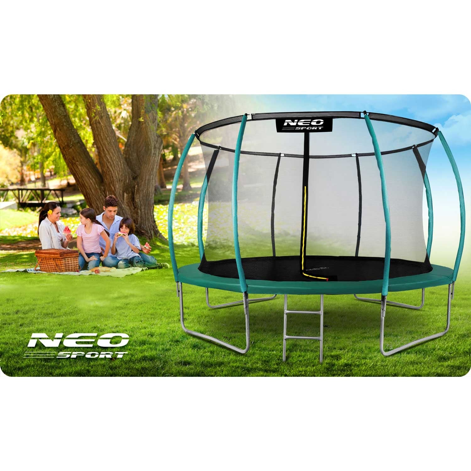 14ft/435cm profiliuotas sodo batutas su Neo-Sport tinkle