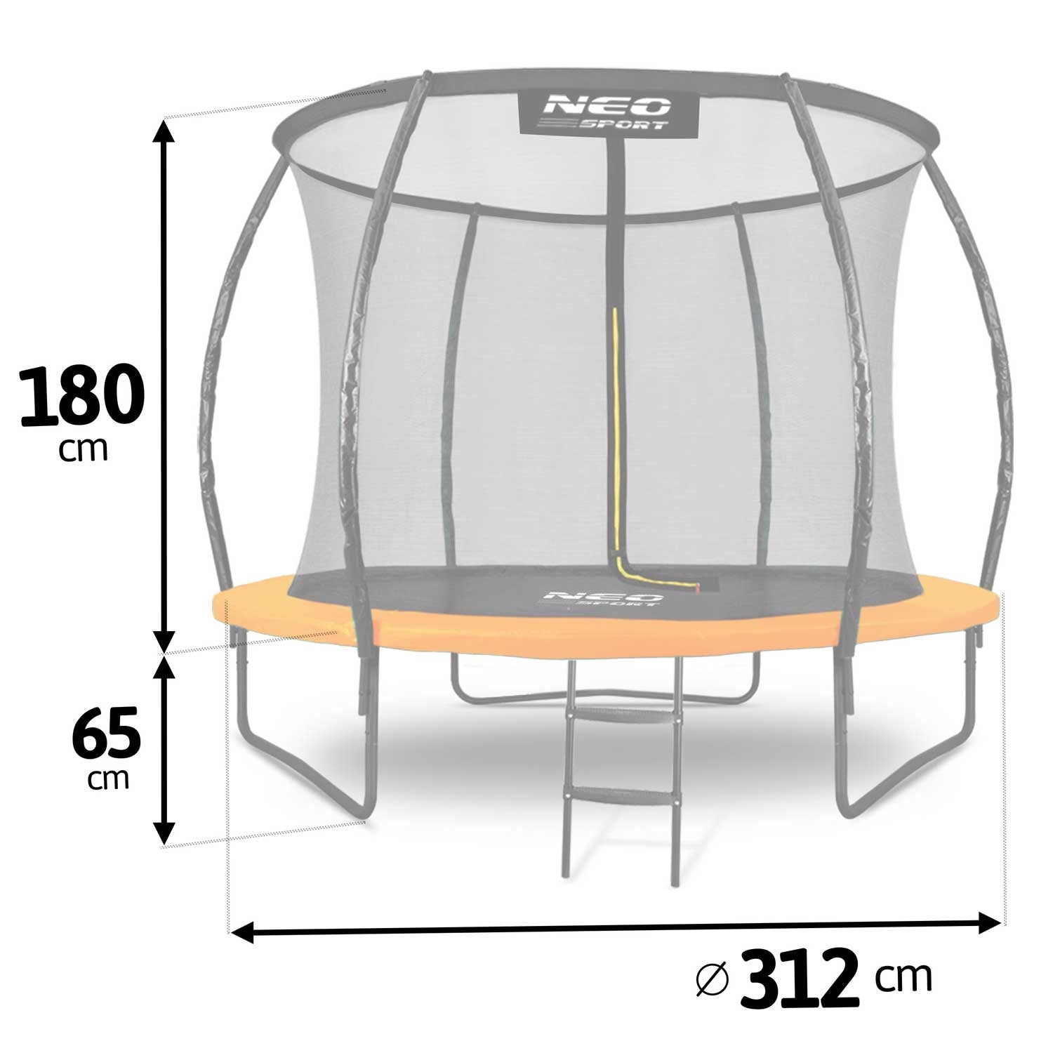 10ft/312cm profiliuotas sodo batutas su Neo-Sport tinkle
