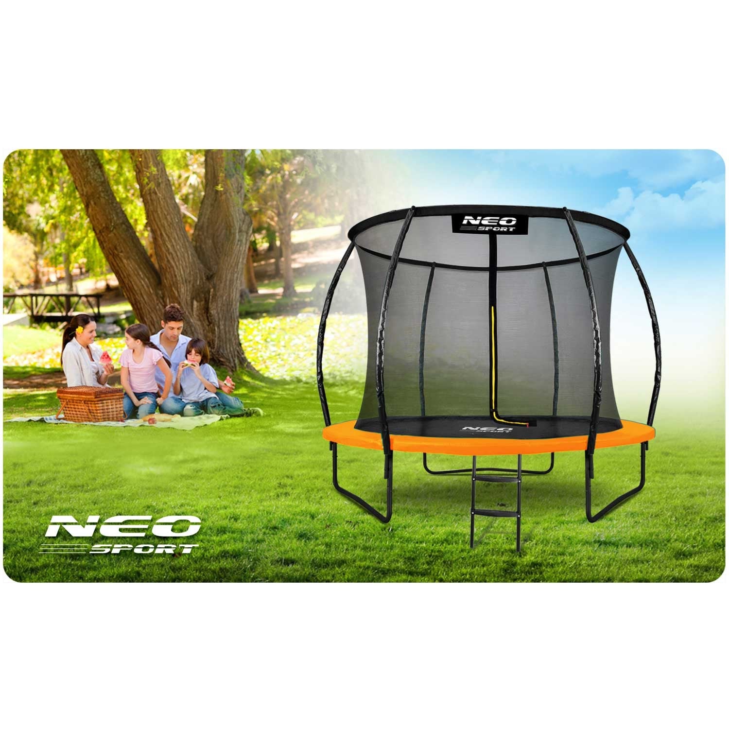 8ft/252cm profiliuotieji sodiniai batutai su Neo-Sport vidine tinkle