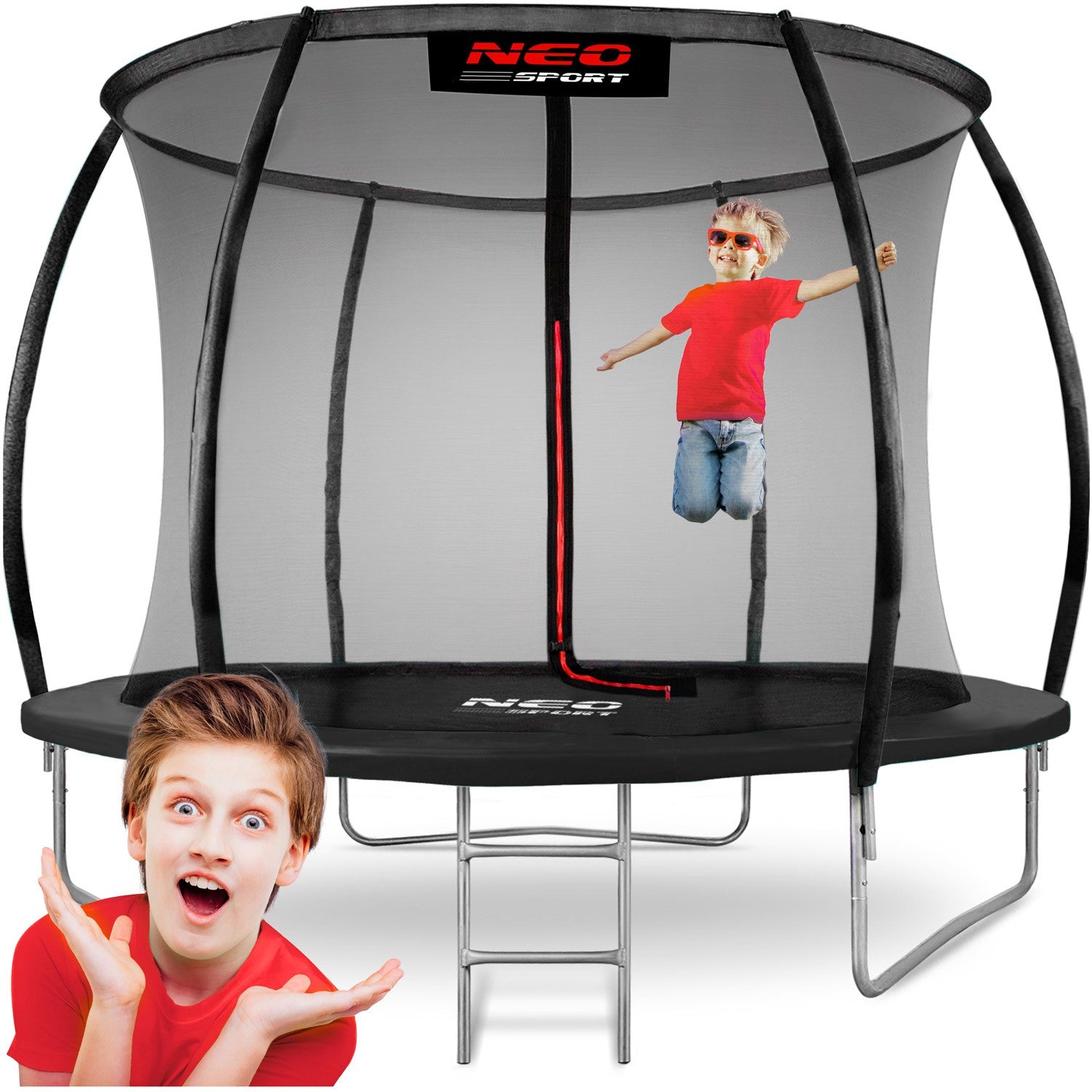 10ft/312cm profiliuotas sodo trampolinas su Neo-Sport vidine tinkle