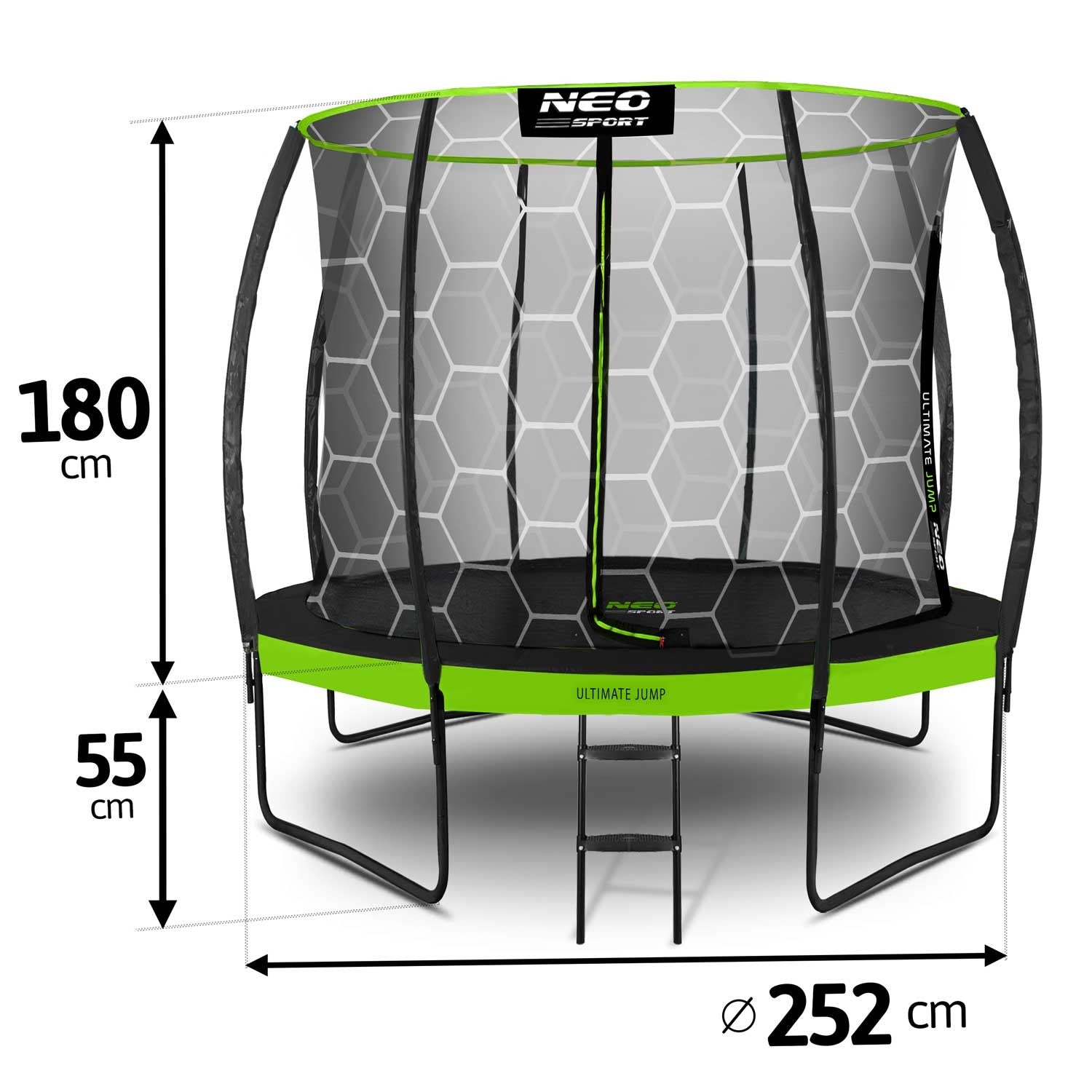 8ft/252cm profiliuotieji sodiniai batutai su Neo-Sport vidine tinkle