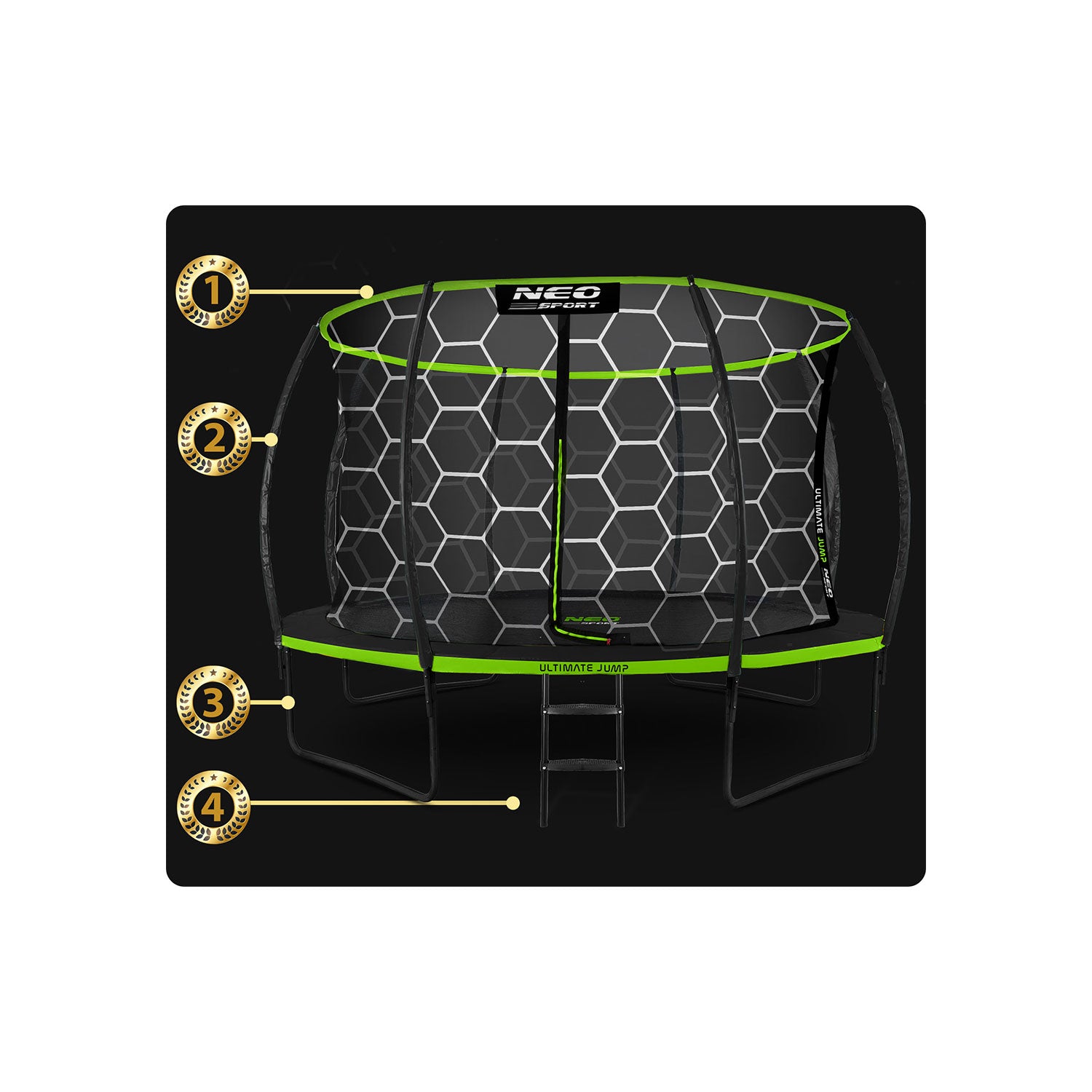 14ft/435cm profiliuotas sodo batutas su Neo-Sport tinkle