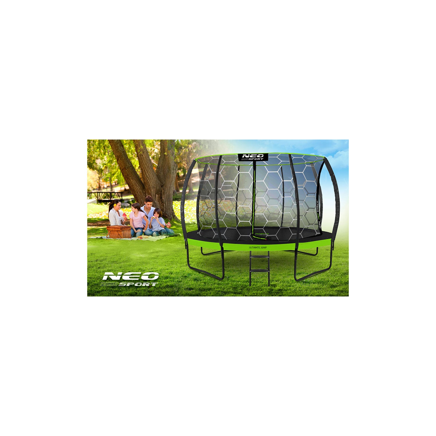 14ft/435cm profiliuotas sodo batutas su Neo-Sport tinkle