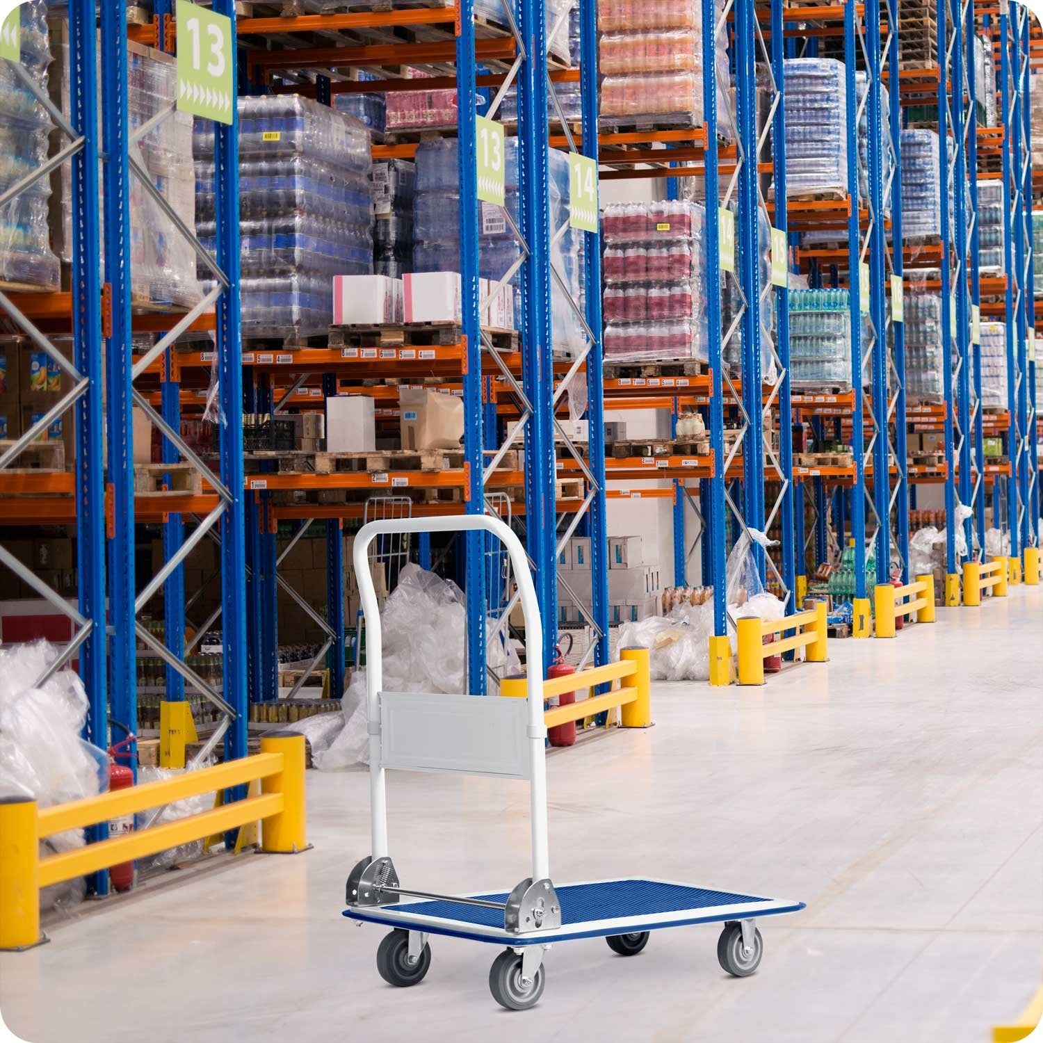 HM-505 mėlynos-balto spalvos rankinis vežimo vagonas