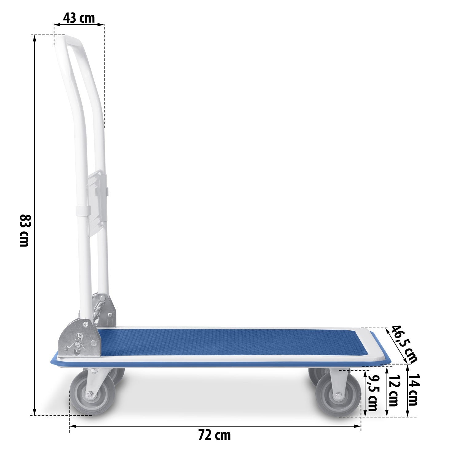 HM-505 mėlynos-balto spalvos rankinis vežimo vagonas