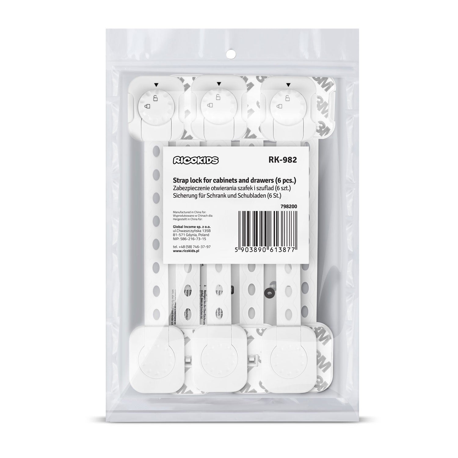 Ricokids skyriaus atidarymo apsaugos priemonės 798200 6 vienetai balti