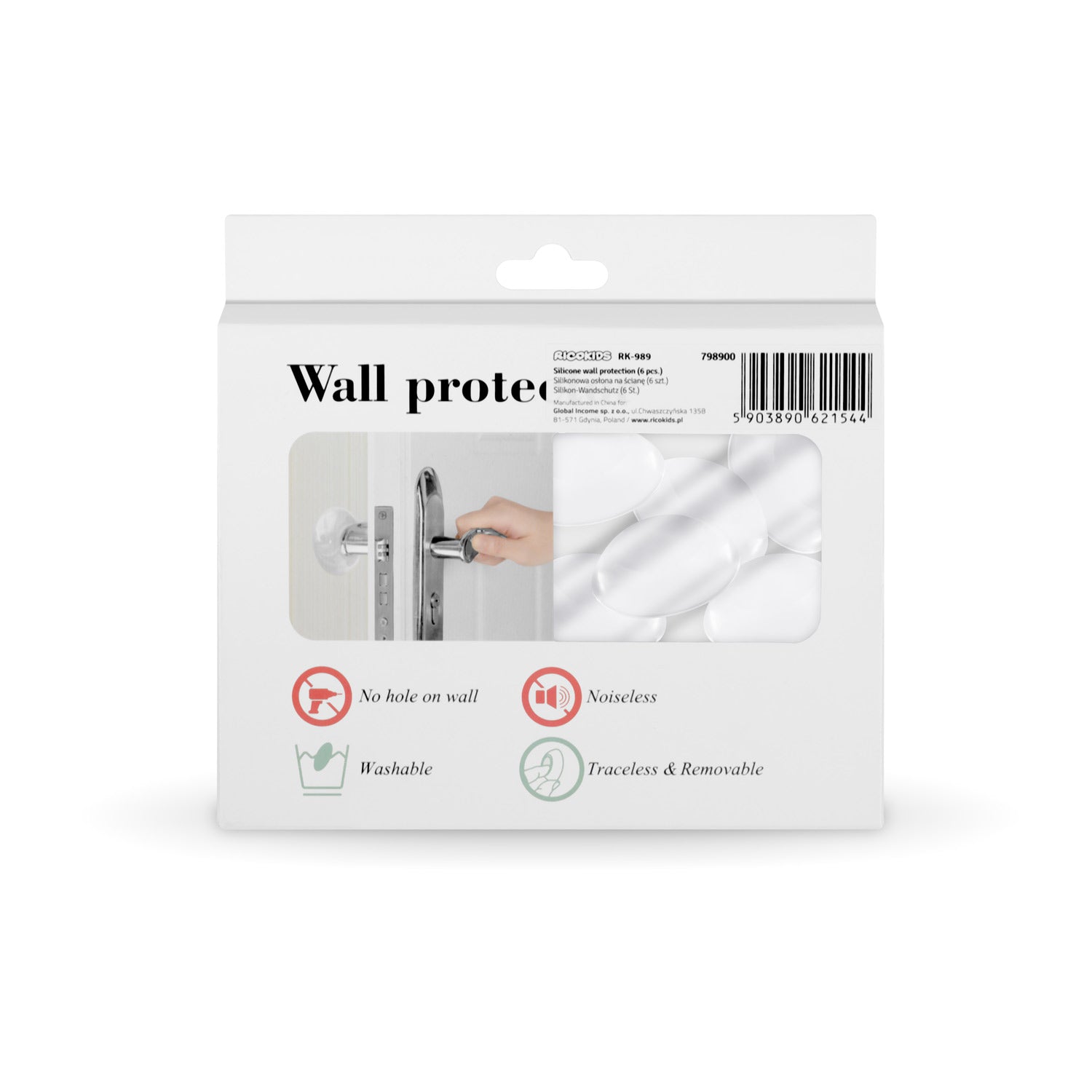 Silikoninės sienos apsaugos priemonės - 6 vienetai Ricokids RK-989