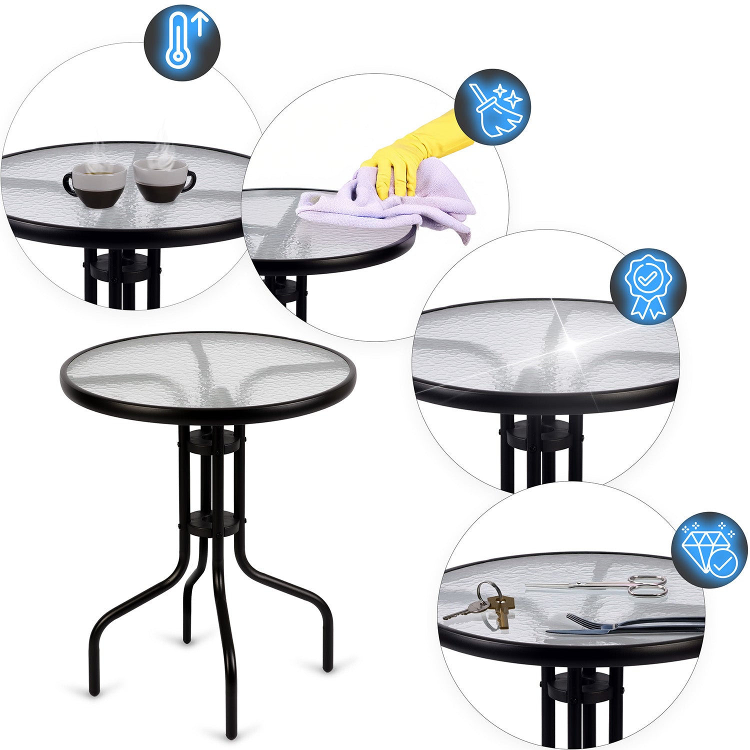 Sofotel SO-981 apvalios sodo stalo ir 2 sodo kėdžių rinkinys