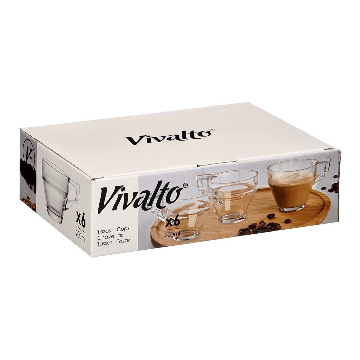 Arbatos ir kavos puodelis Vivalto ZLQ02/BHA6 Skaidrus stiklas 199 ml (6 vnt.)