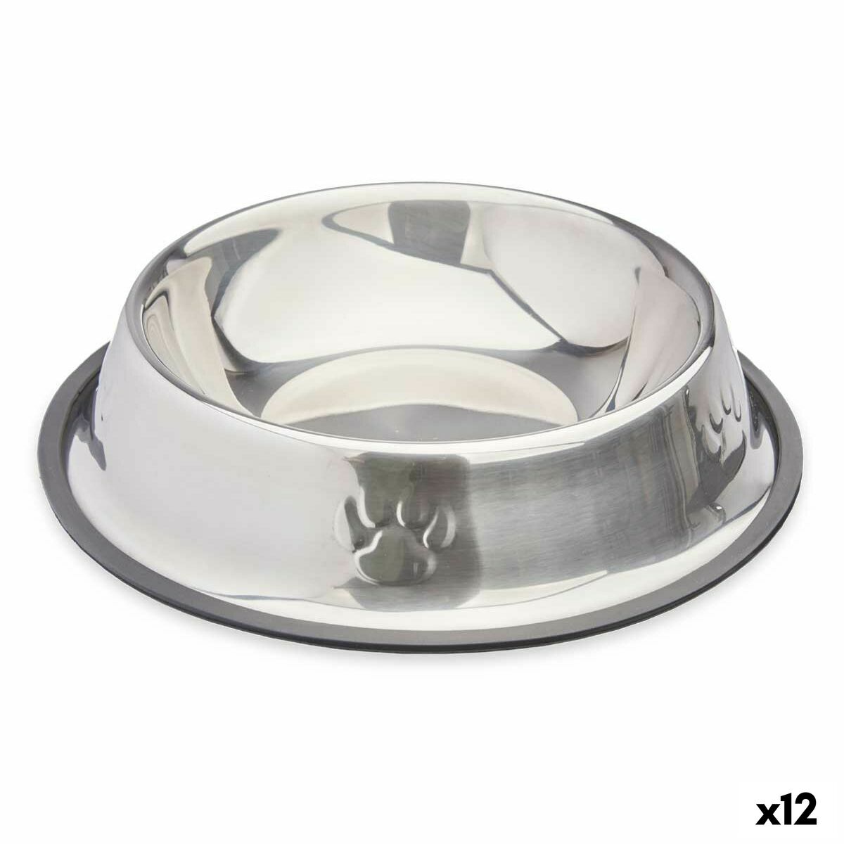 Šunų maisto indas Sidabras Pilka Guma Metalinis 26 x 7 x 26 cm (12 vnt.)