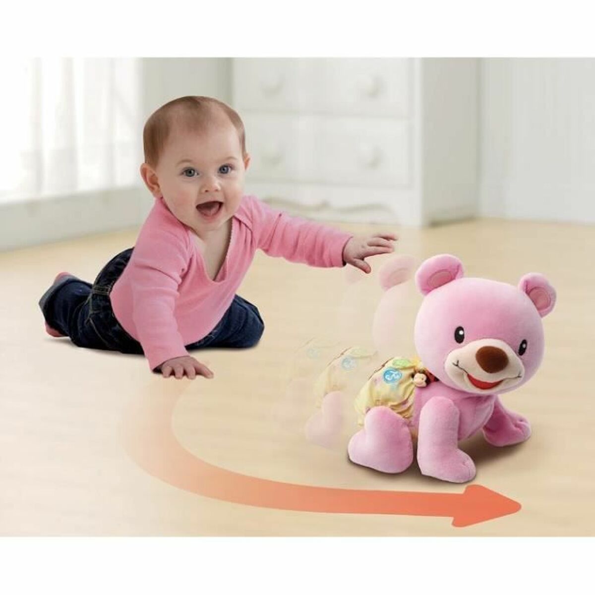 Pūkuotas žaislas Vtech Baby Bear, 1,2,3 Follow Me Muzikinis Rožinė