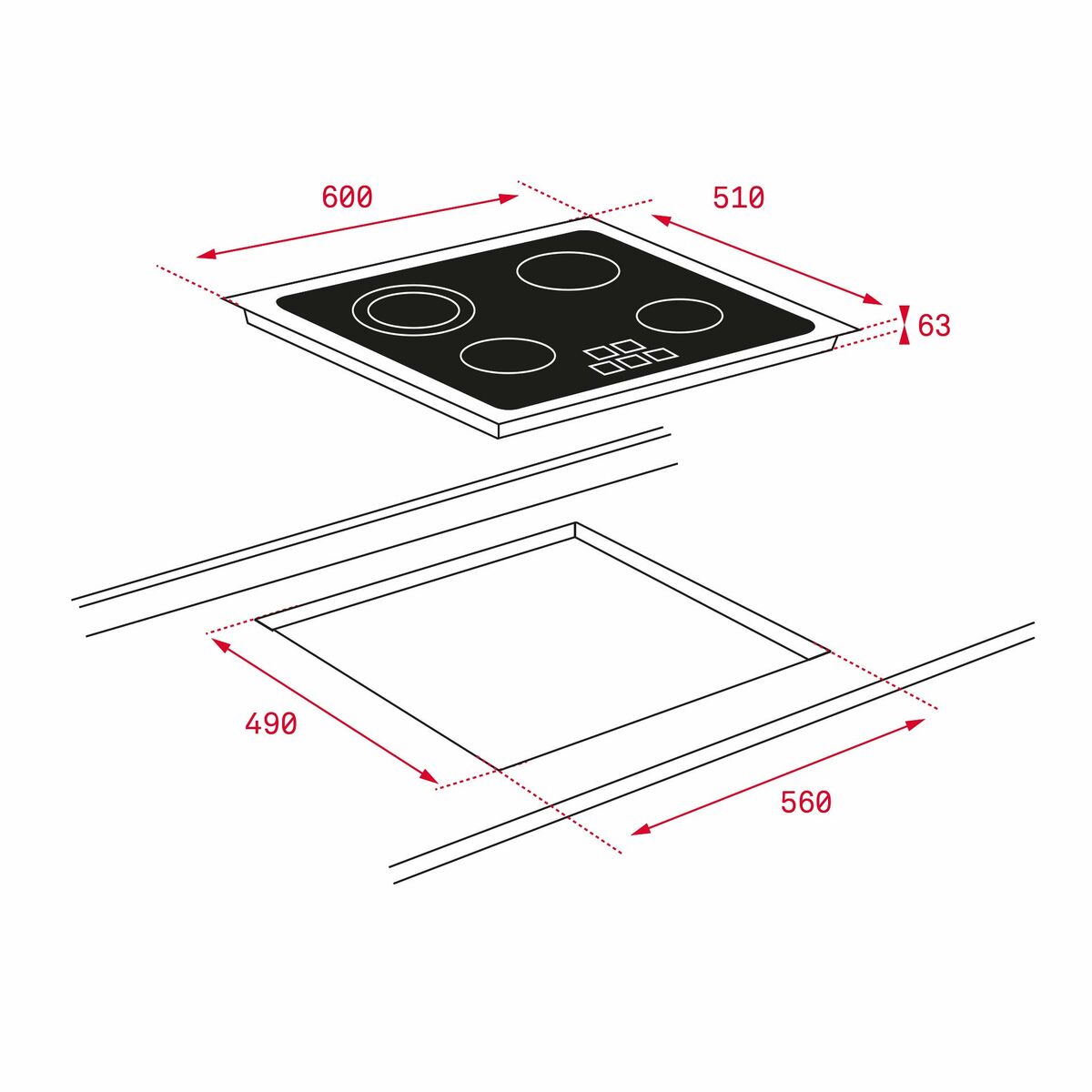 Stiklo keramikos kaitlentė Teka TB 6415 60 cm 6300 W