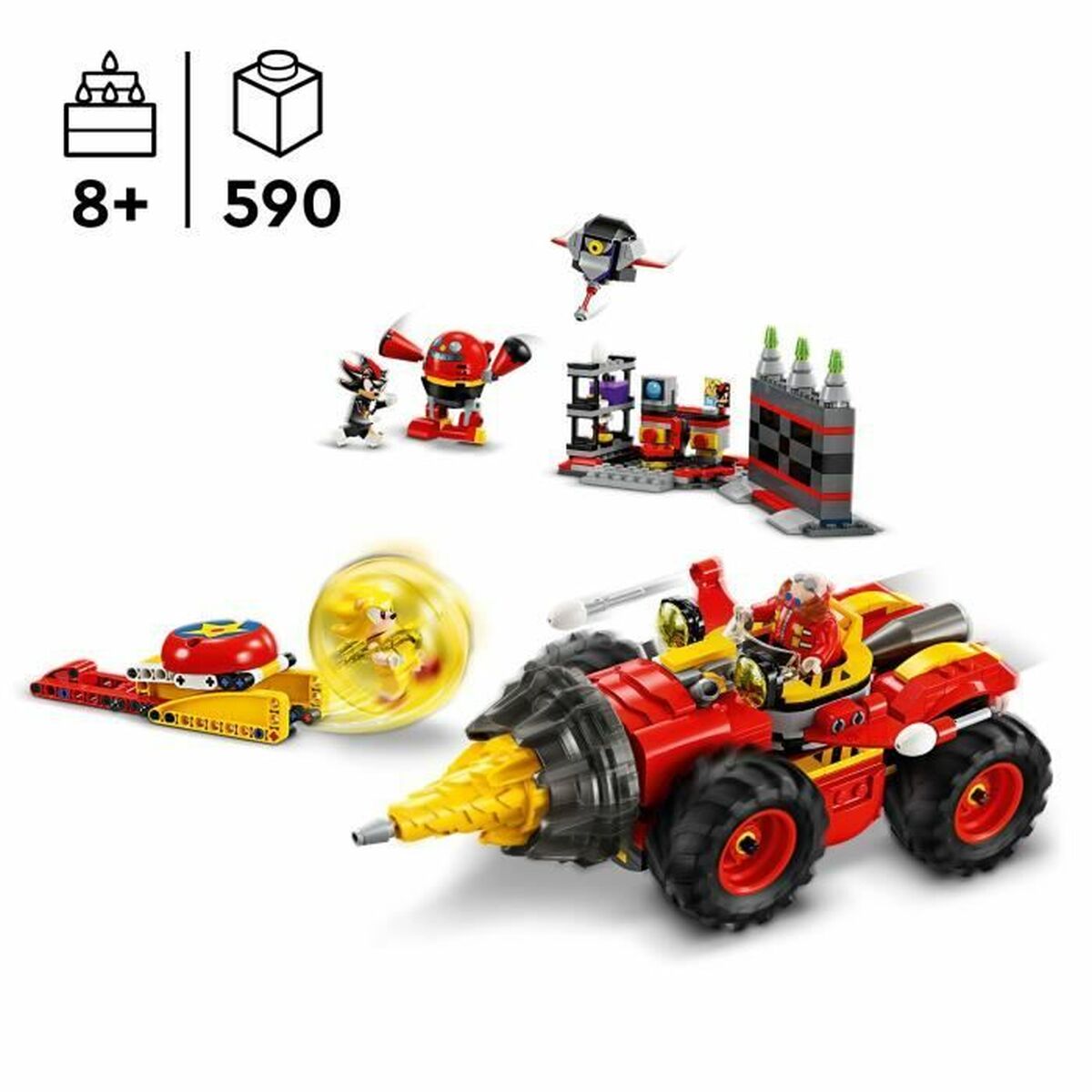 Statybos rinkinys Lego Sonic the Hedgehog 76999 Super Sonic vs. Egg Drillster 590 Dalys