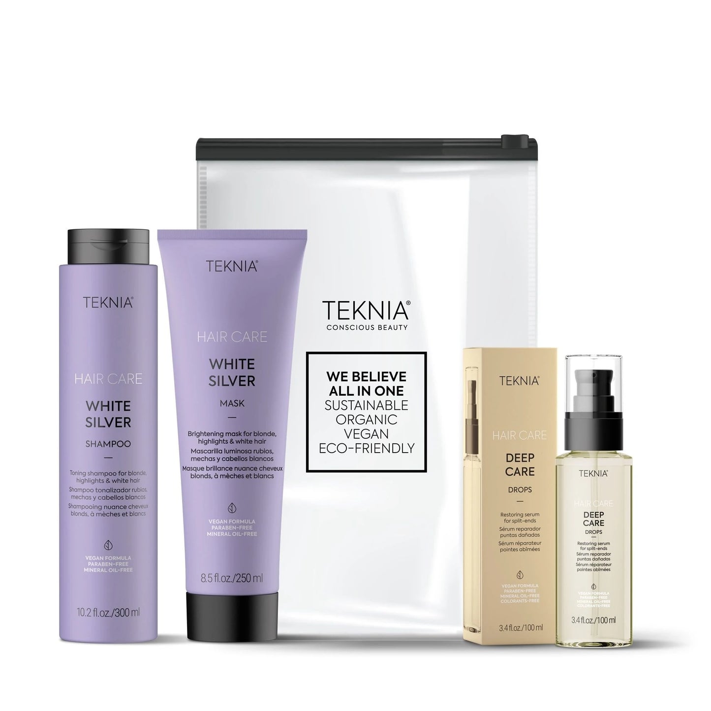 Lakme Teknia Blonde Lovers Pack: šampūnas 300 ml + kaukė 250 ml + gilios plaukų priežiūros lašai 100 ml