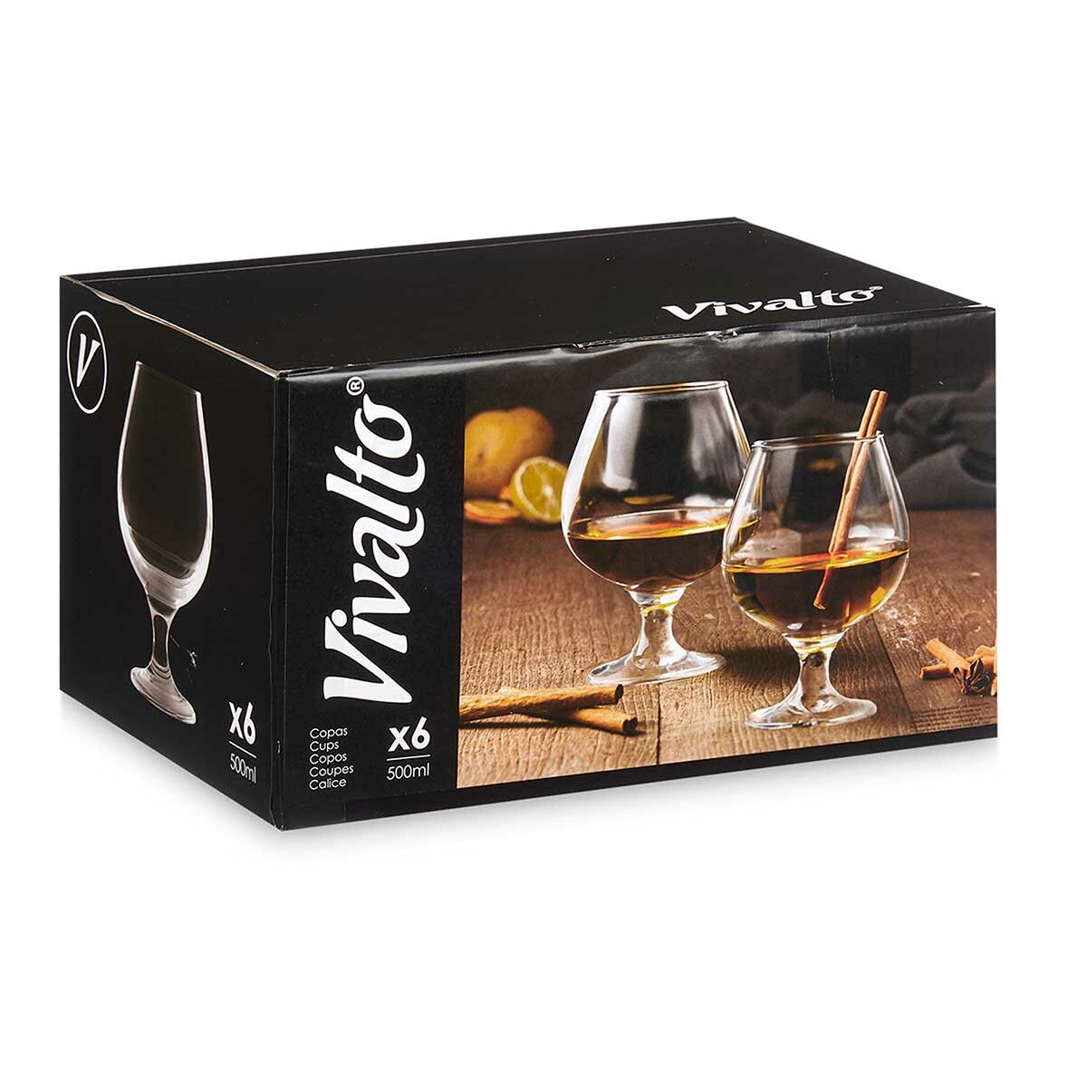 Stiklinė Vivalto R3708/BHZ6 Skaidrus stiklas 500 ml 10 x 15 x 10 cm (6 vnt.)