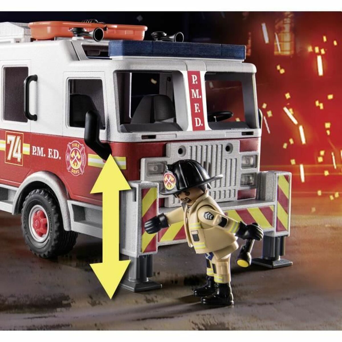 Transporto priemonių žaidimo rinkinys   Playmobil Fire Truck with Ladder 70935         113 Dalys  