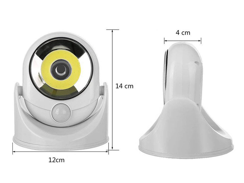 Led cob 360 baterijos lempa su judesio detektoriumi