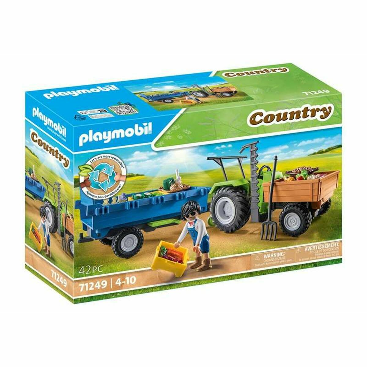 Transporto priemonių žaidimo rinkinys Playmobil 71249 42 Dalys Traktorius