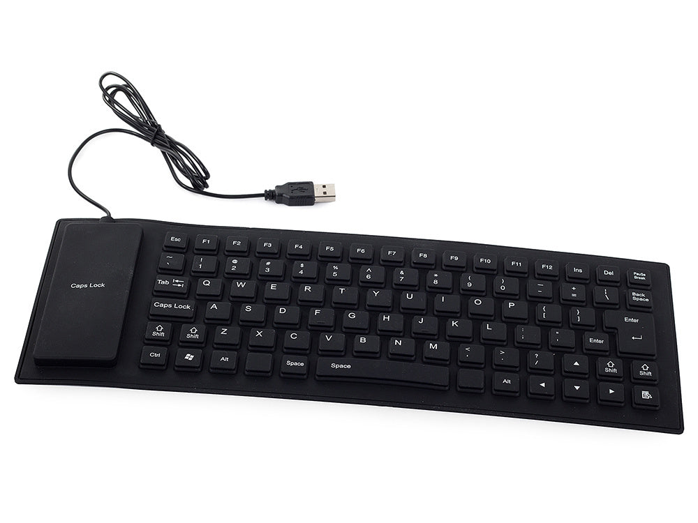 Silikono gumos klaviatūra juoda usb be triukšmo