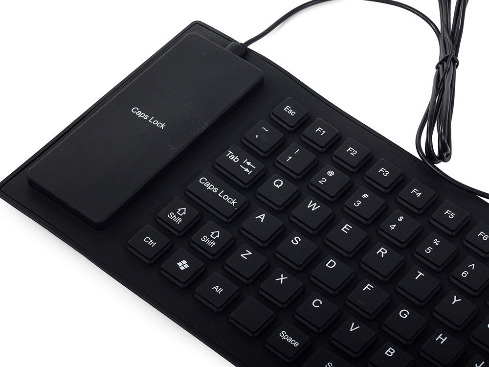 Silikono gumos klaviatūra juoda usb be triukšmo