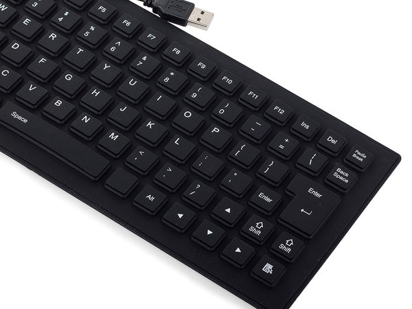Silikono gumos klaviatūra juoda usb be triukšmo