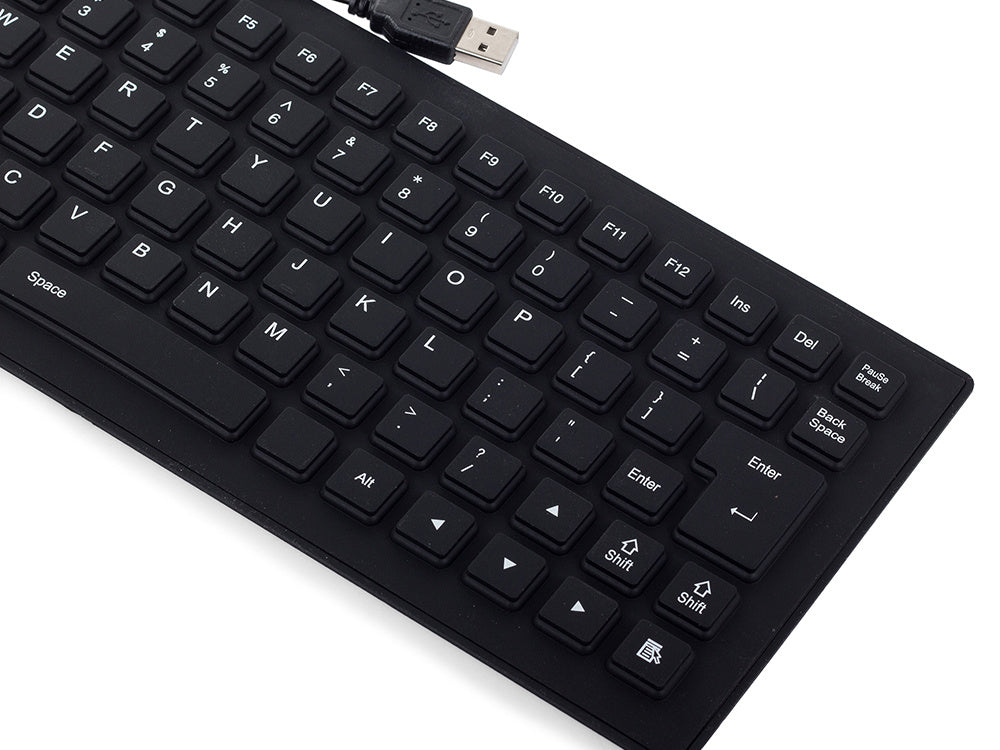 Silikono gumos klaviatūra juoda usb be triukšmo