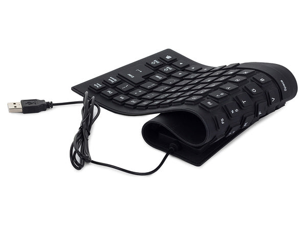Silikono gumos klaviatūra juoda usb be triukšmo