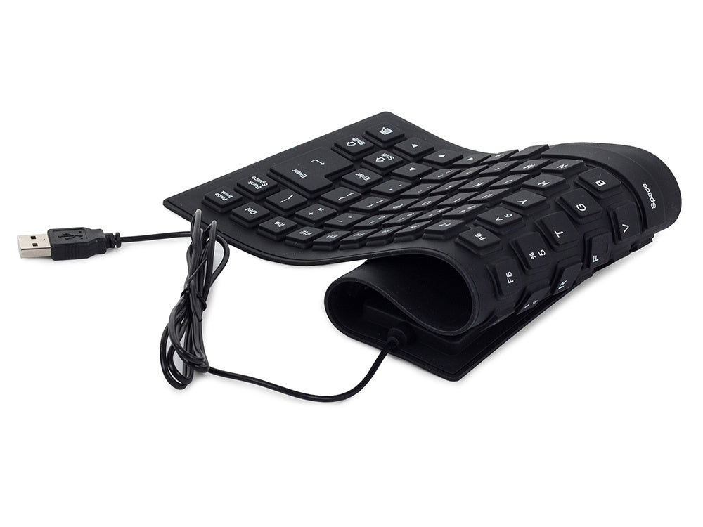 Silikono gumos klaviatūra juoda usb be triukšmo