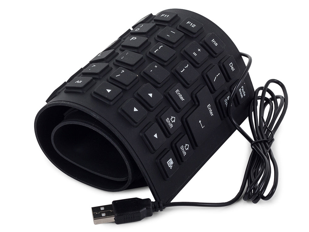 Silikono gumos klaviatūra juoda usb be triukšmo