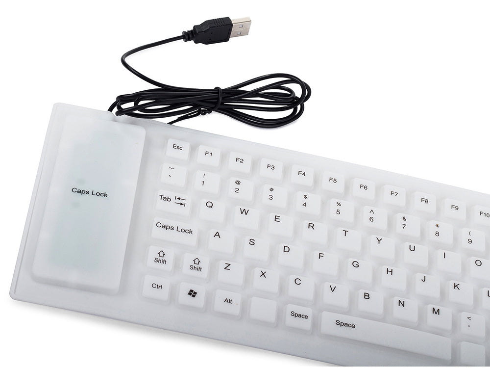 Silikono gumos klaviatūra balta usb be triukšmo
