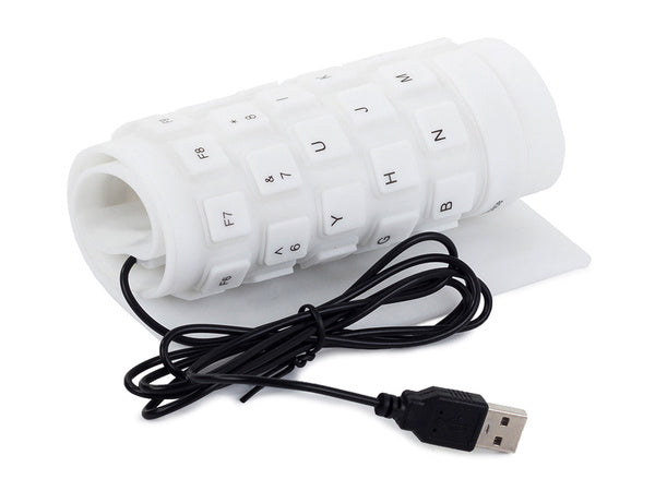 Silikono gumos klaviatūra balta usb be triukšmo