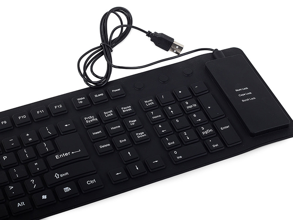 Silikono gumos klaviatūra juoda usb skaitmeninė