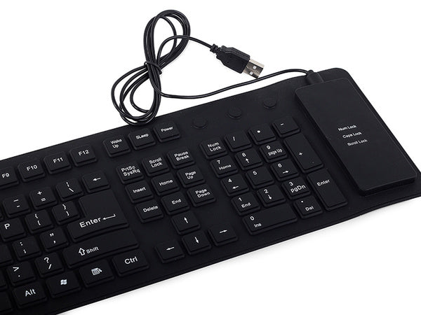 Silikono gumos klaviatūra juoda usb skaitmeninė