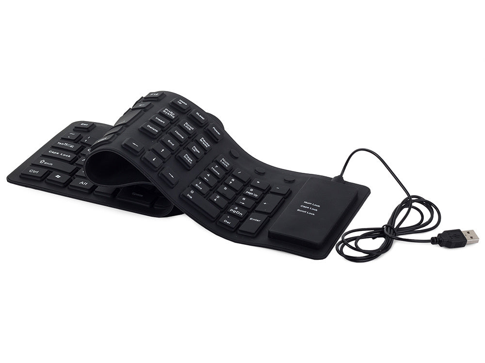Silikono gumos klaviatūra juoda usb skaitmeninė