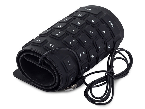 Silikono gumos klaviatūra juoda usb skaitmeninė